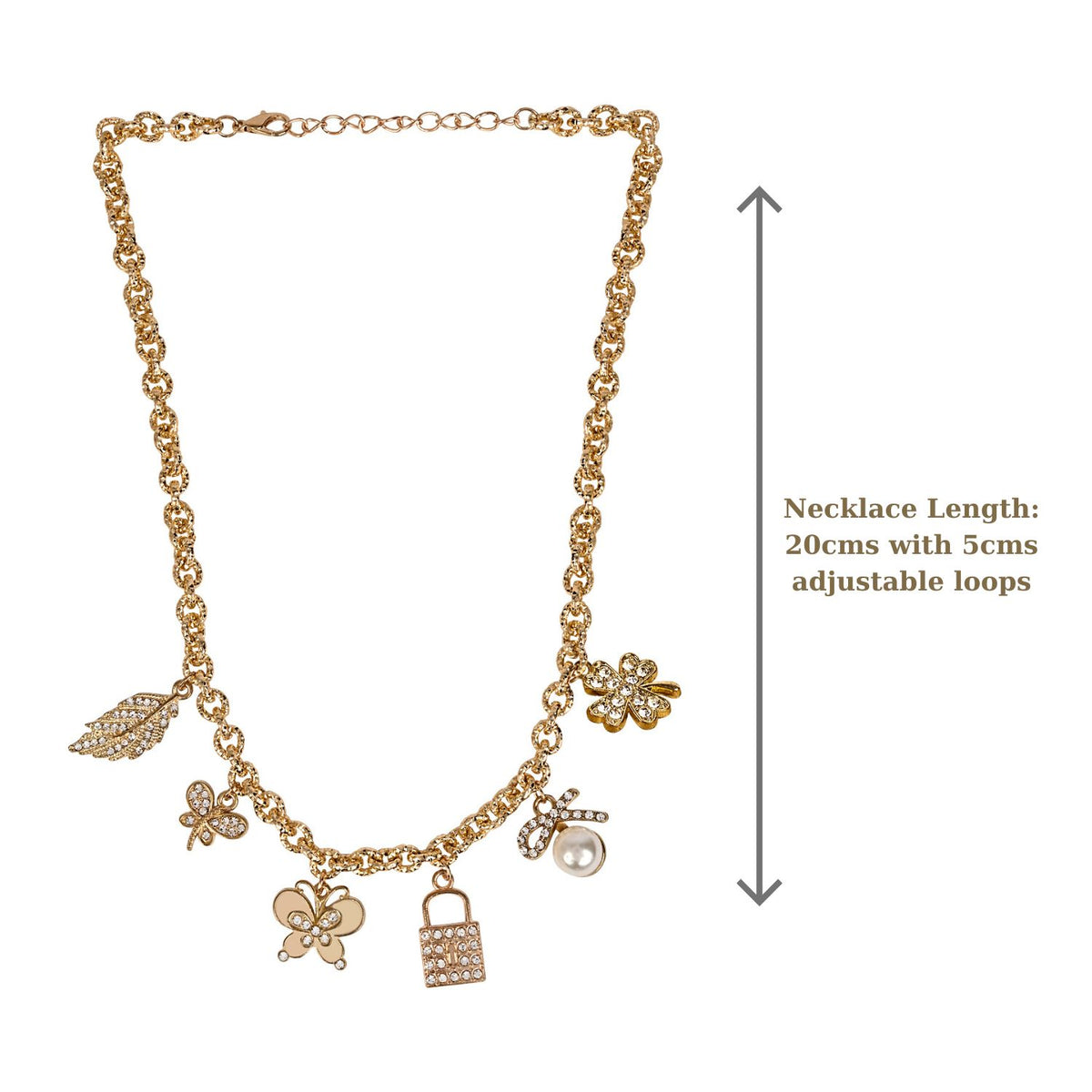 Diamond Stone Multi Charm Necklace
