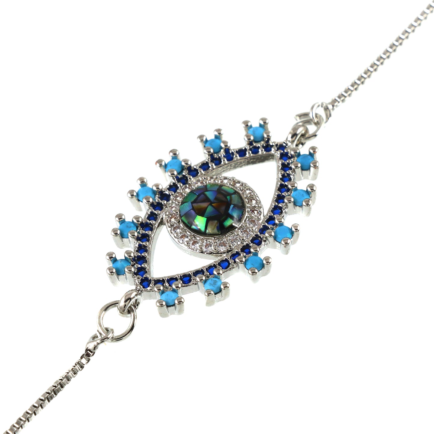 Evil Eye Diamond Pendant Bracelet