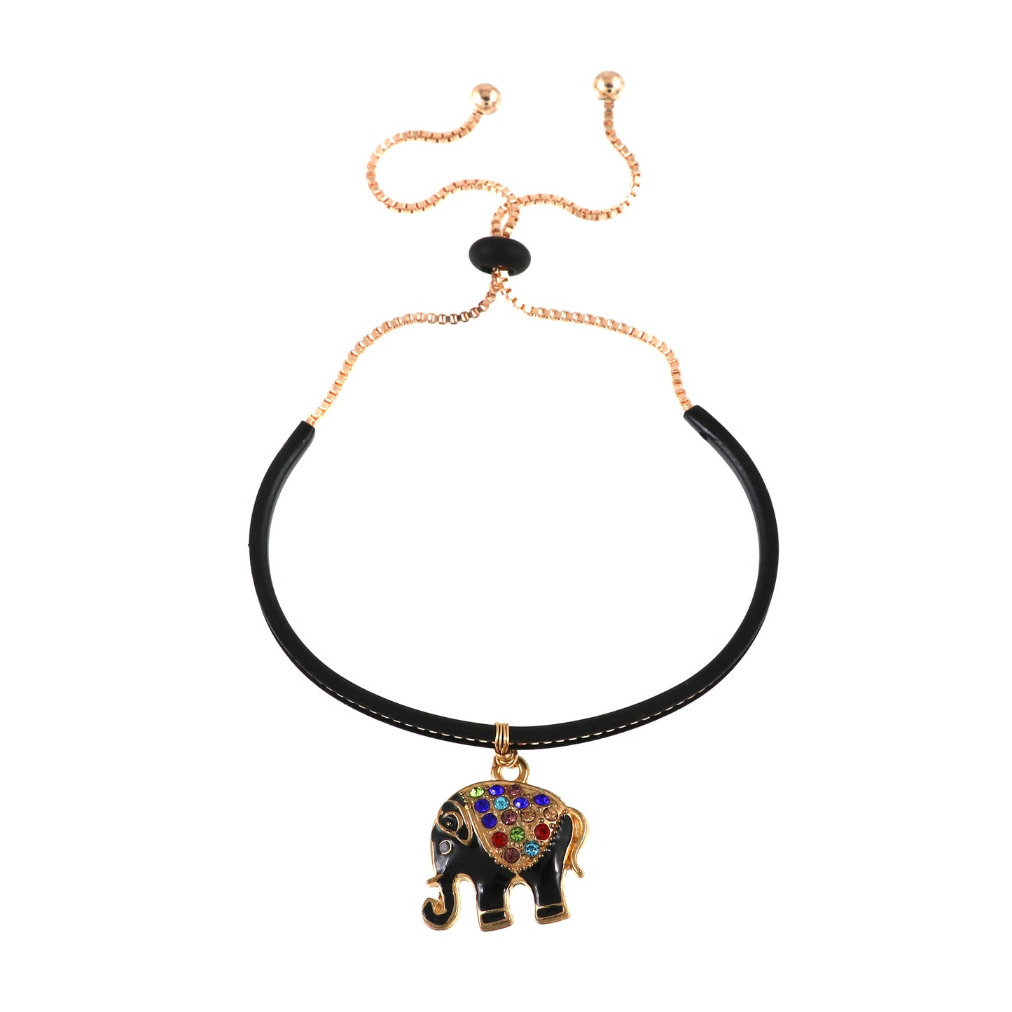 Diamond Elephant Pendant Bracelet