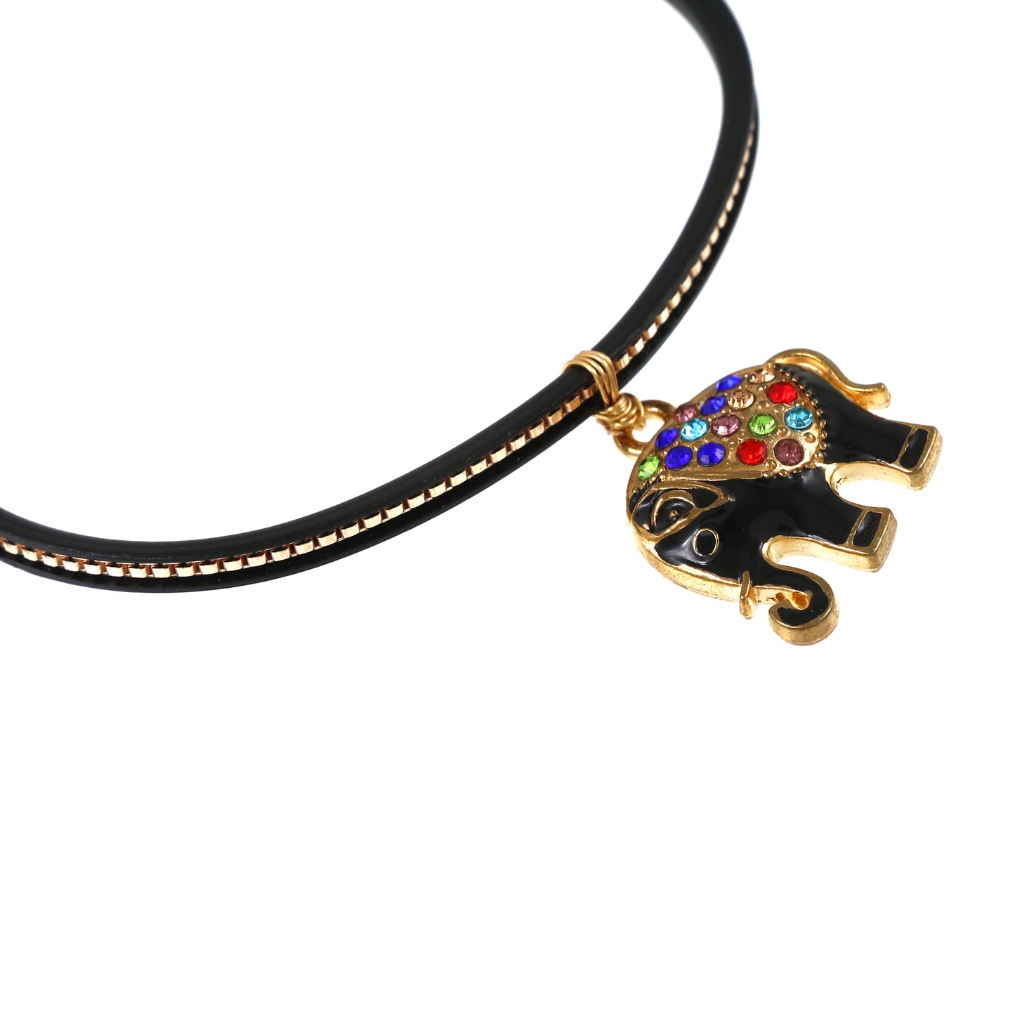 Diamond Elephant Pendant Bracelet