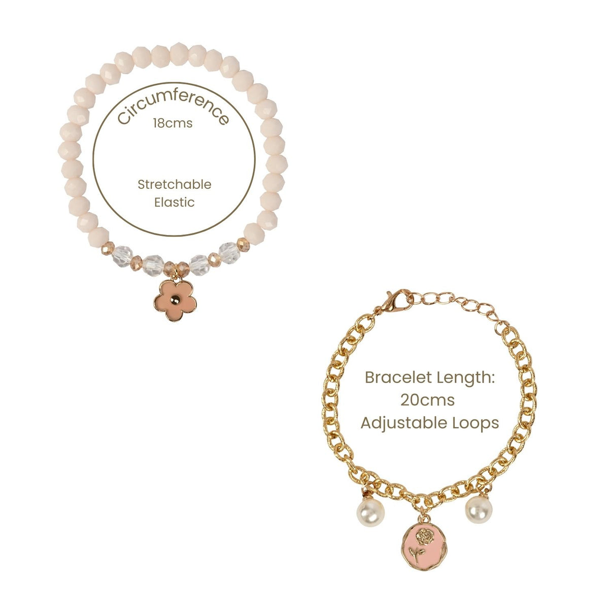 Floral Charm Bracelet Set of 4