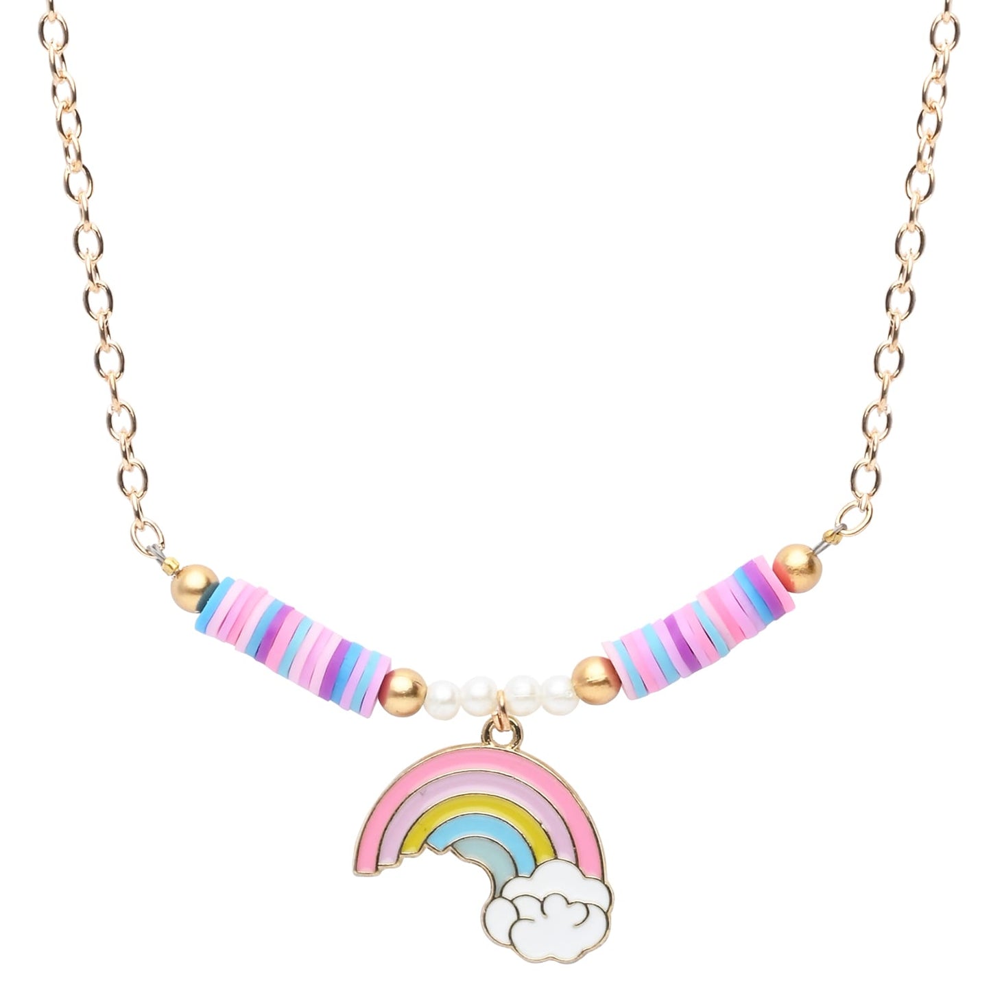 Rainbow Charm Necklace Bracelet Set