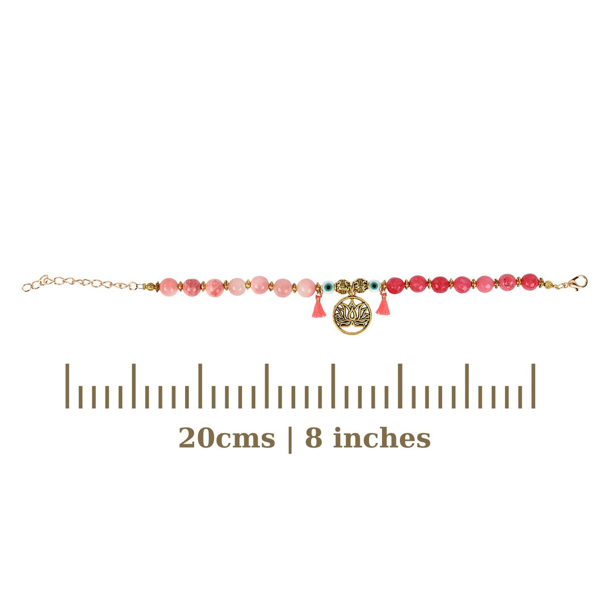 Evil Eye Lotus Charm Beaded Bracelet