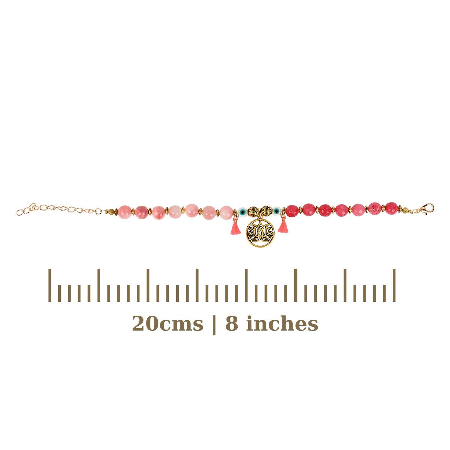 Evil Eye Lotus Charm Beaded Bracelet