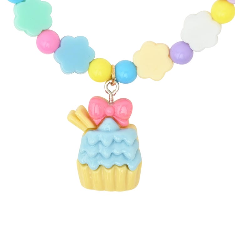 Set of 2 Cupcake Hair Clips with Beaded Bracelet Combo