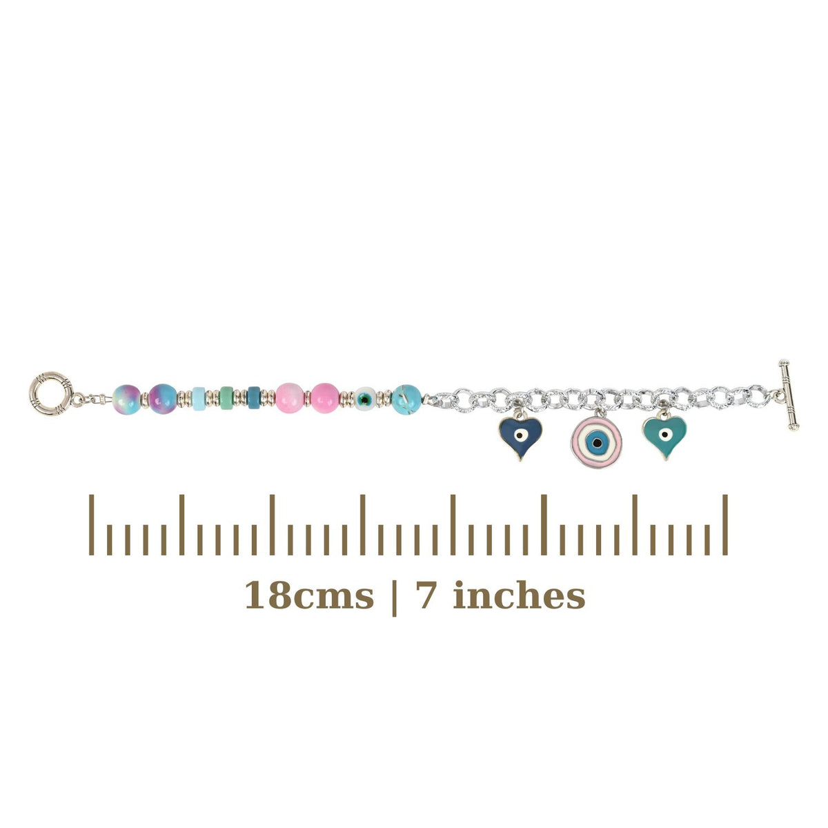 Silver-Tone Evil Eye Charm Bracelet