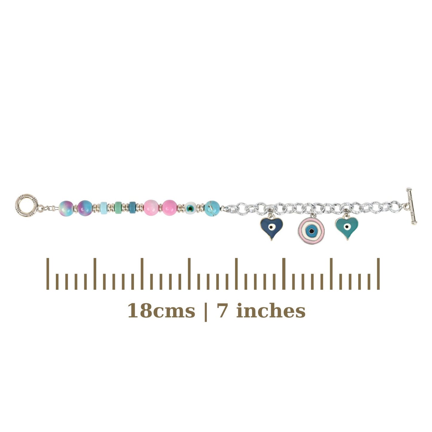 Silver-Tone Evil Eye Charm Bracelet