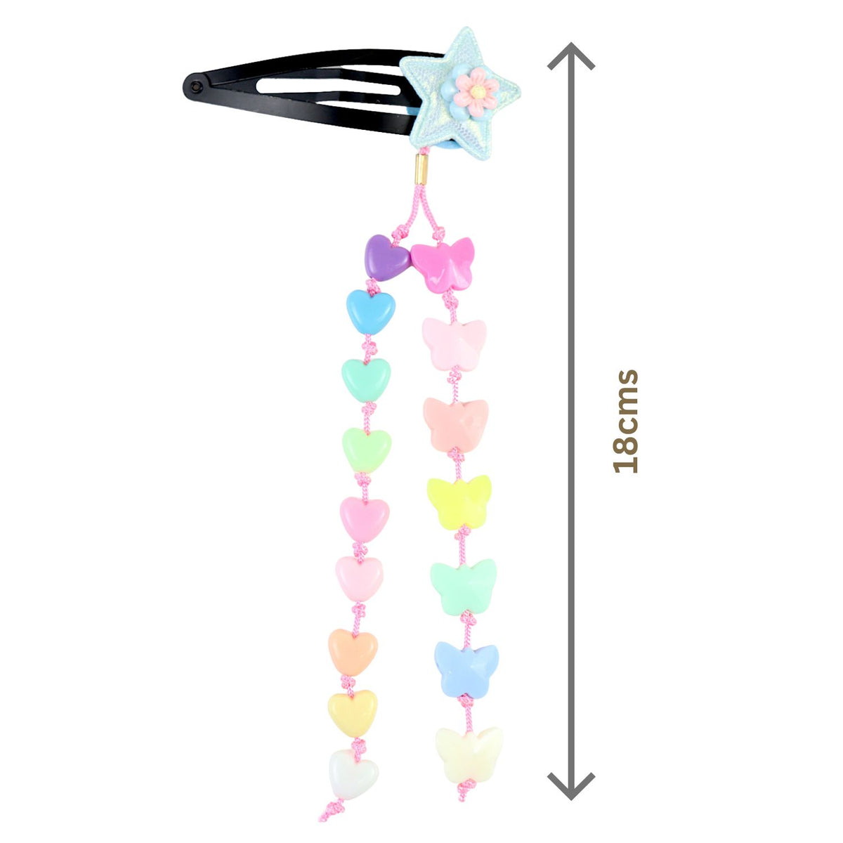 Resin Charm Beaded Tassel Kids Hair Clips, Set of 2