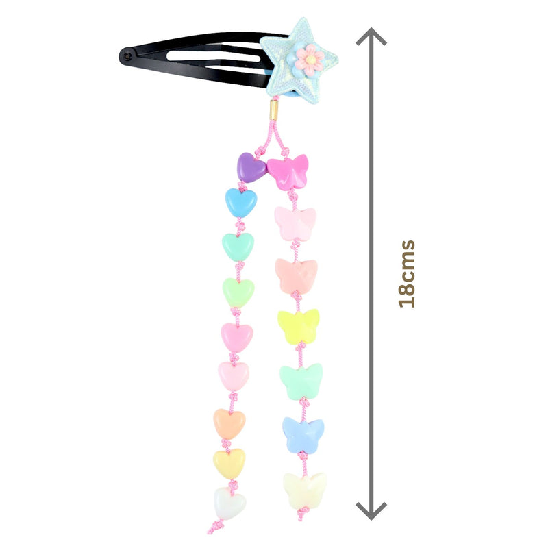 Resin Charm Beaded Tassel Kids Hair Clips, Set of 2