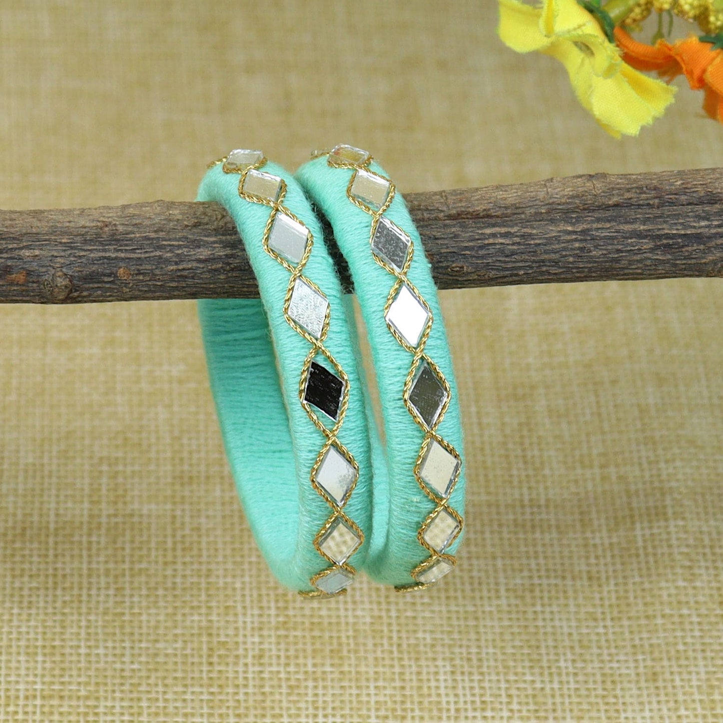 Thread & Mirror Work Bangles [Set of 2]