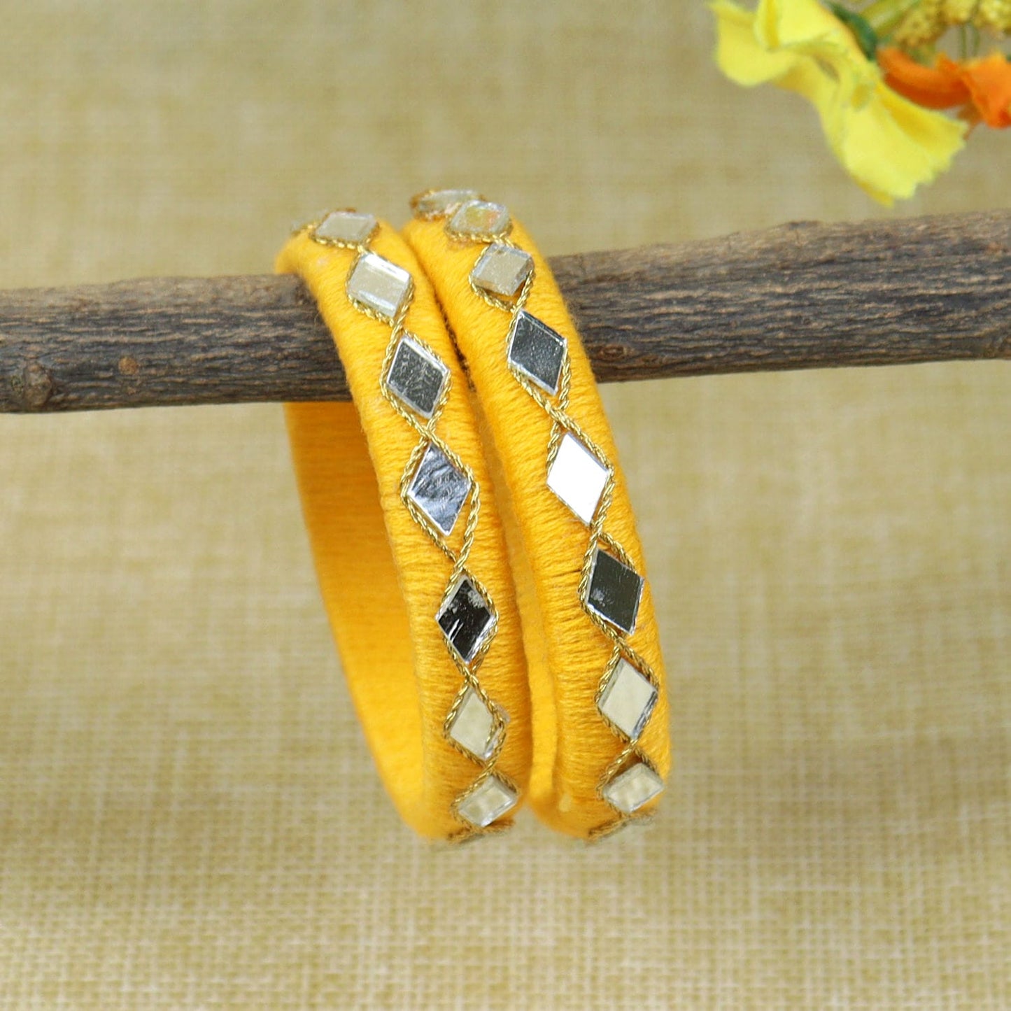 Thread & Mirror Work Bangles [Set of 2]