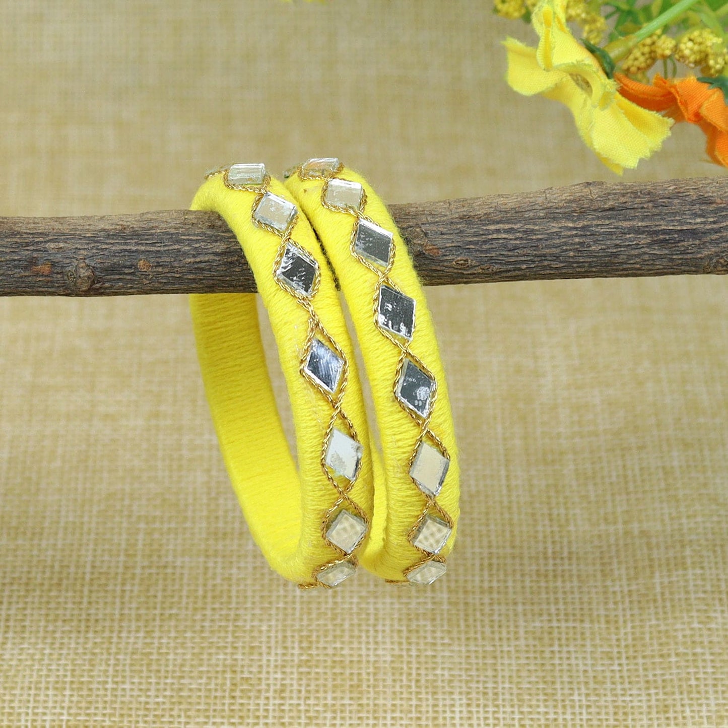 Thread & Mirror Work Bangles [Set of 2]