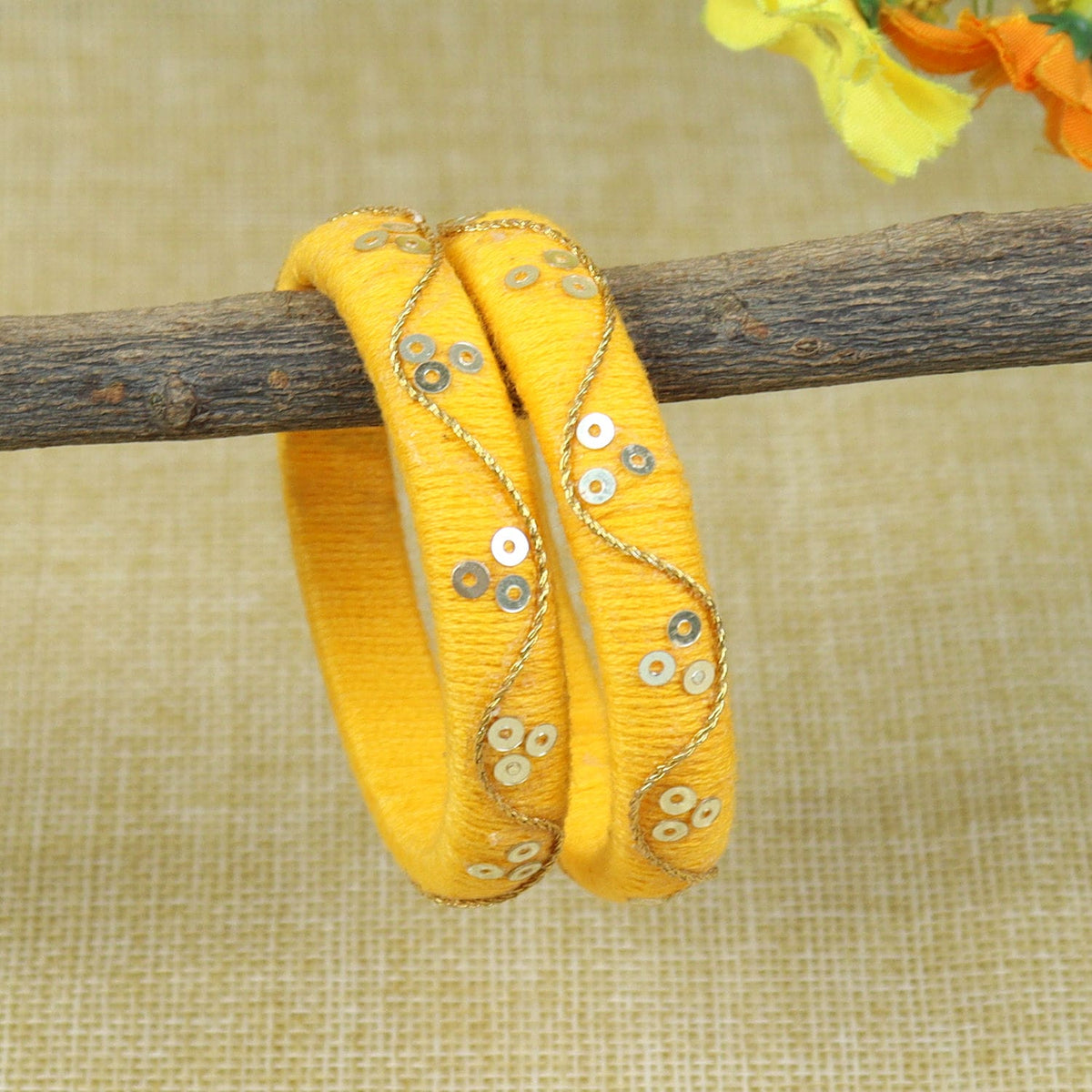Taara with Golden Thread Bangles [Set of 2]
