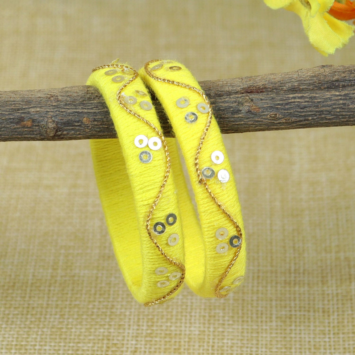 Taara with Golden Thread Bangles [Set of 2]