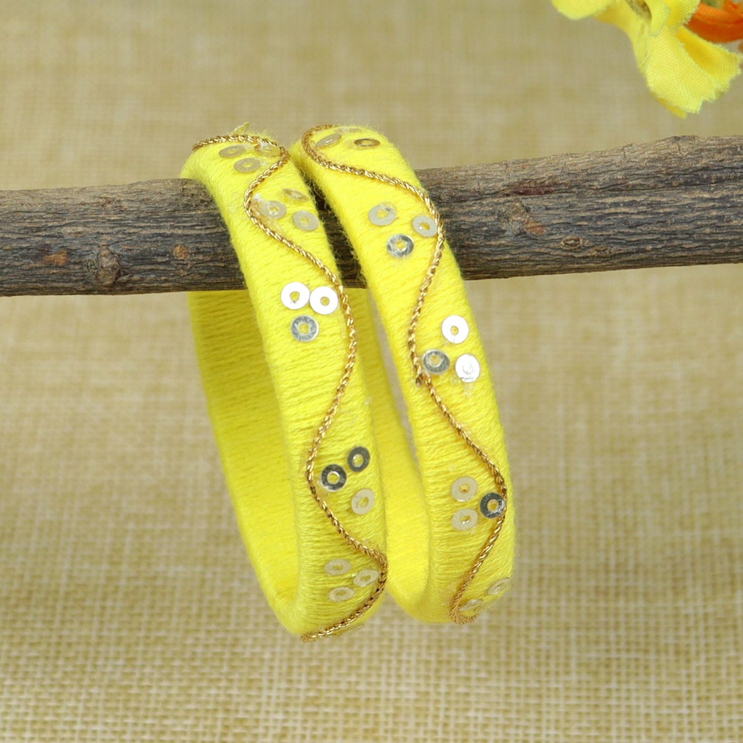 Taara with Golden Thread Bangles [Set of 2]