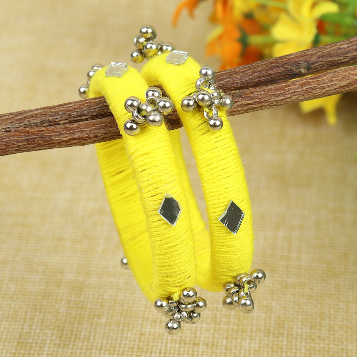 Ghungroo Mirror Thread Bangles [Set of 2]