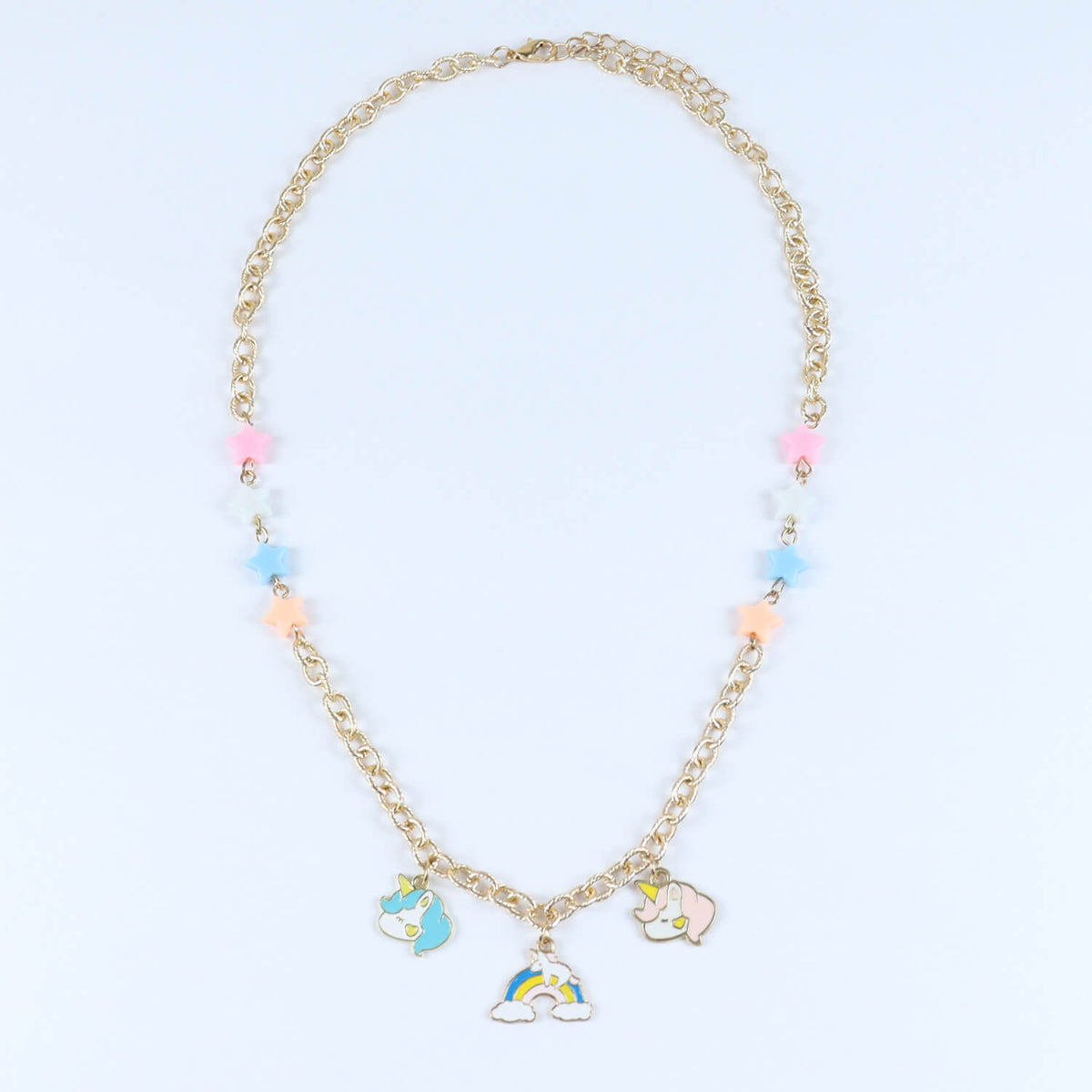 Unicorn Rainbow Charms Necklace & Bracelet Set - Pink Blue
