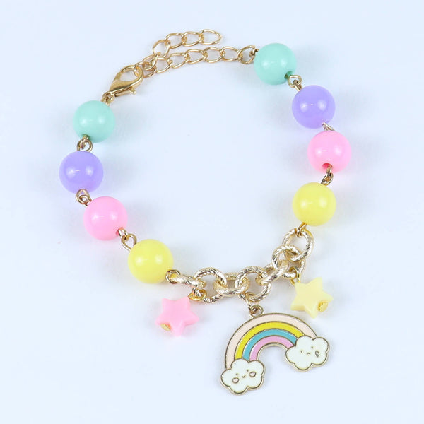 Unicorn Rainbow Charms Necklace & Bracelet Set - Pink Blue