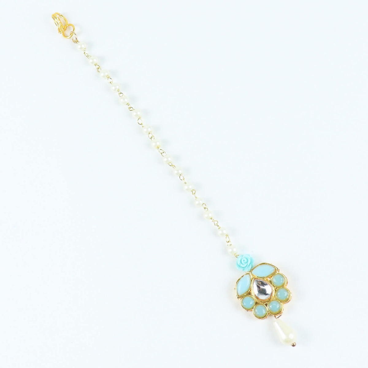 Kudan Stone Floral Charm Maang Tikka