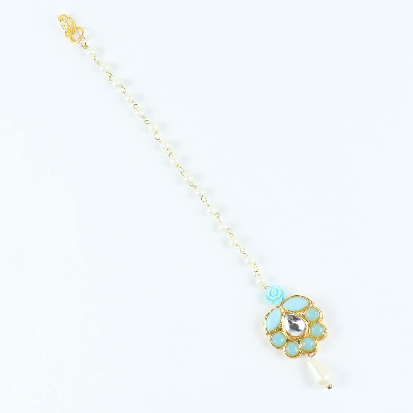 Kudan Stone Floral Charm Maang Tikka