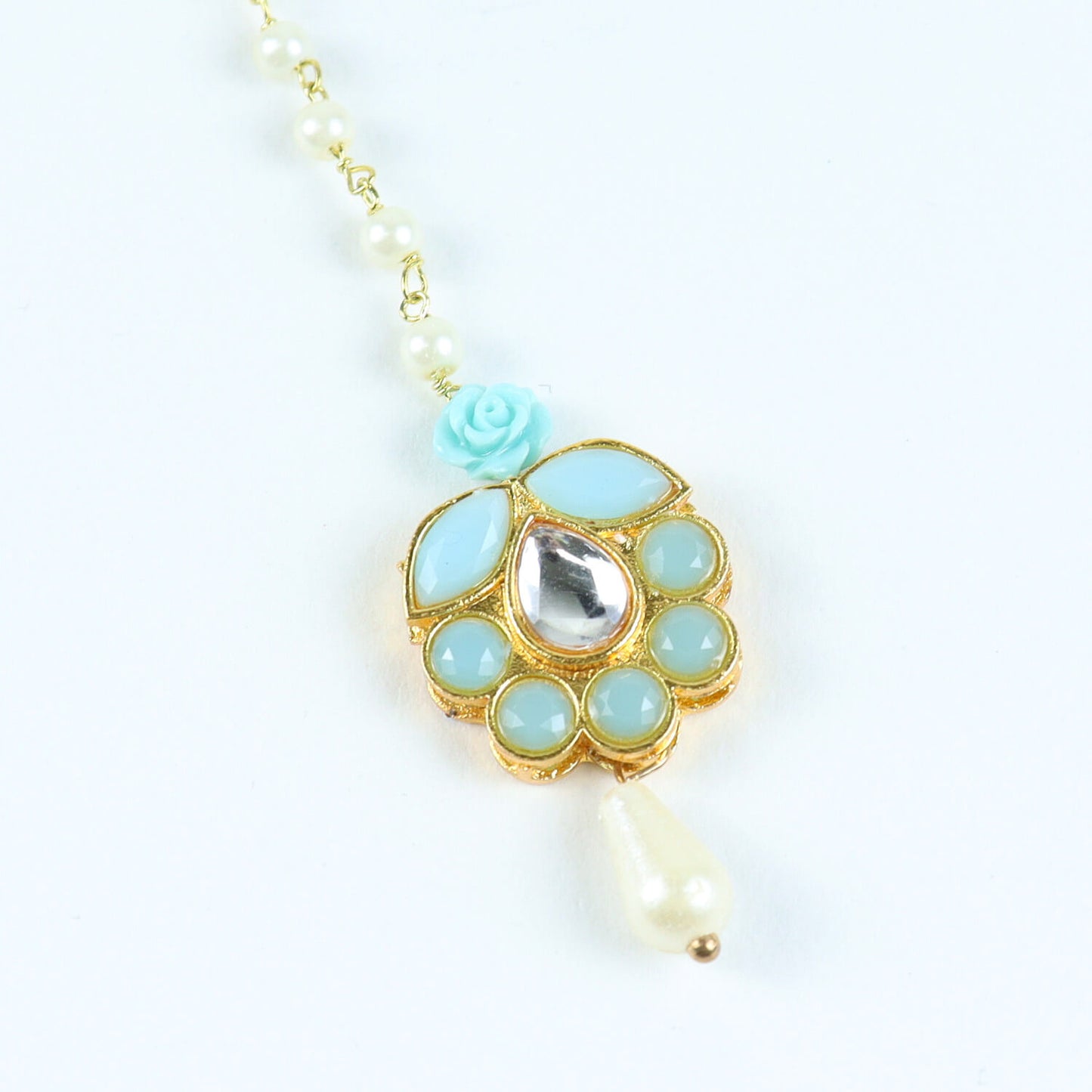 Kudan Stone Floral Charm Maang Tikka