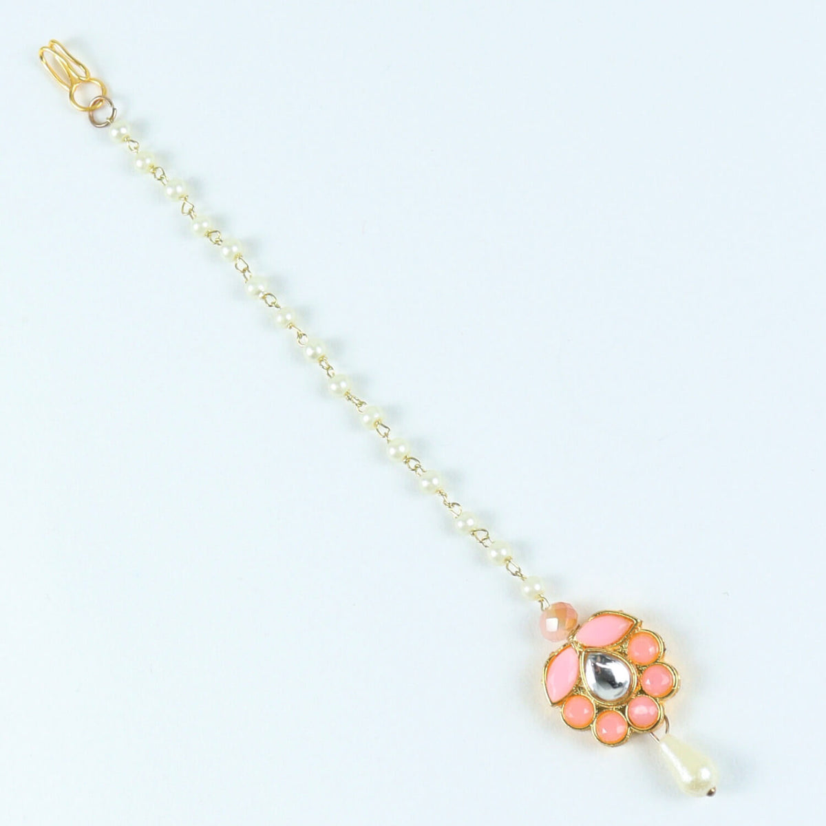 Kudan Stone Floral Charm Maang Tikka