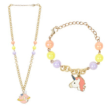 Load image into Gallery viewer, Galaxy Unicorn Chain Necklace &amp; Bracelet Set
