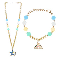 Load image into Gallery viewer, Rainbow Unicorn Chain Necklace &amp; Bracelet Set
