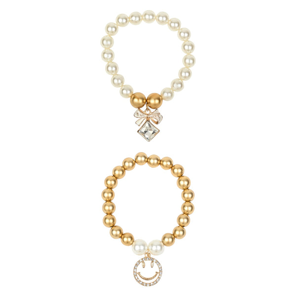 Diamond Charm Beaded Bracelets - Set of 2