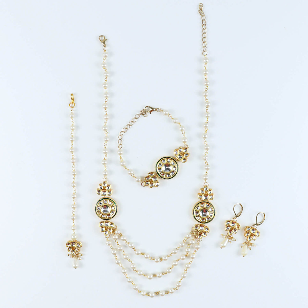 Kundan Stone Jewellery Set for Girls Gold