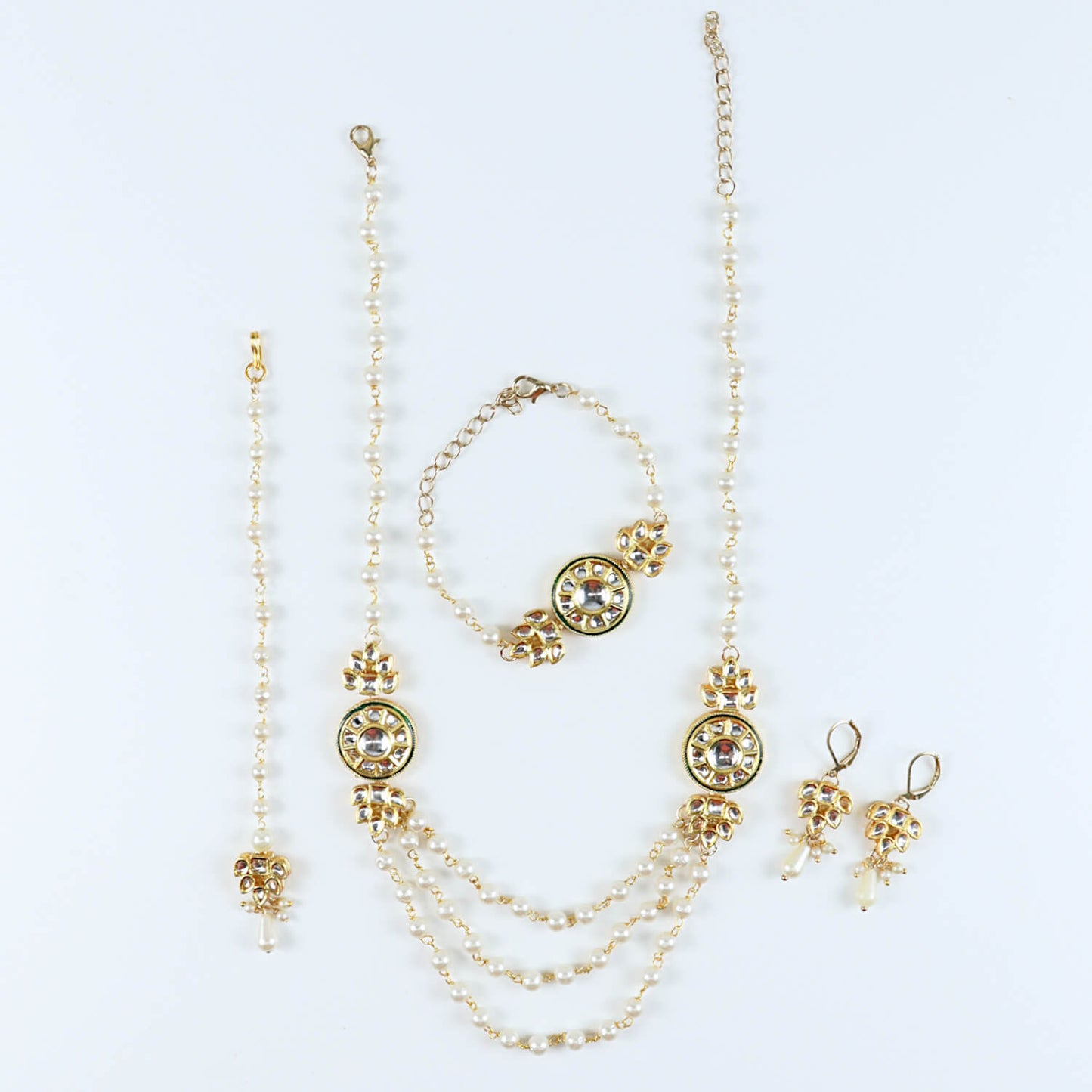 Kundan Stone Jewellery Set for Girls Gold