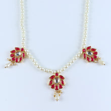 Load image into Gallery viewer, Floral Kundan Stone Jewellery Set for Girls Red
