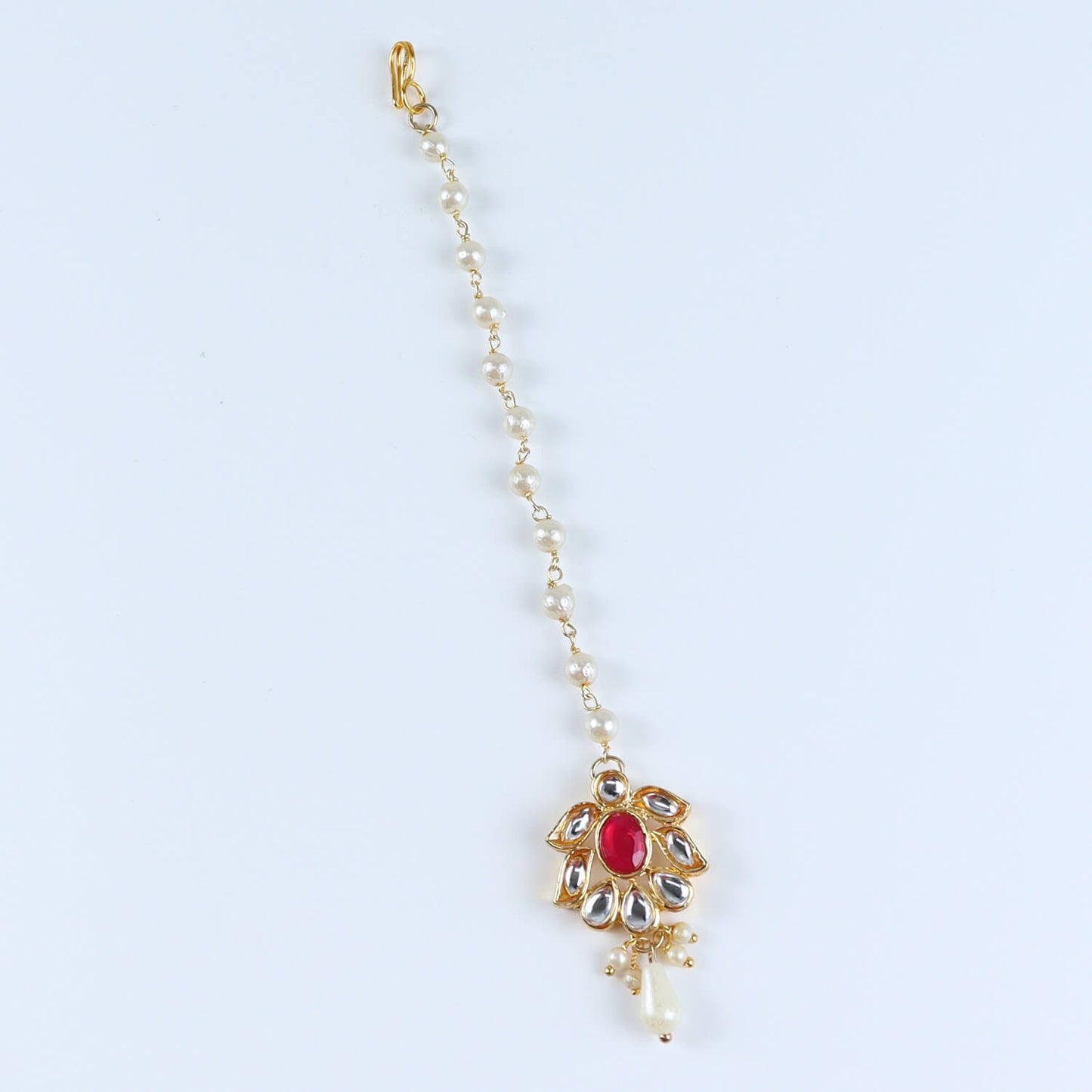 Floral Kundan Stone Jewellery Set for Girls Red