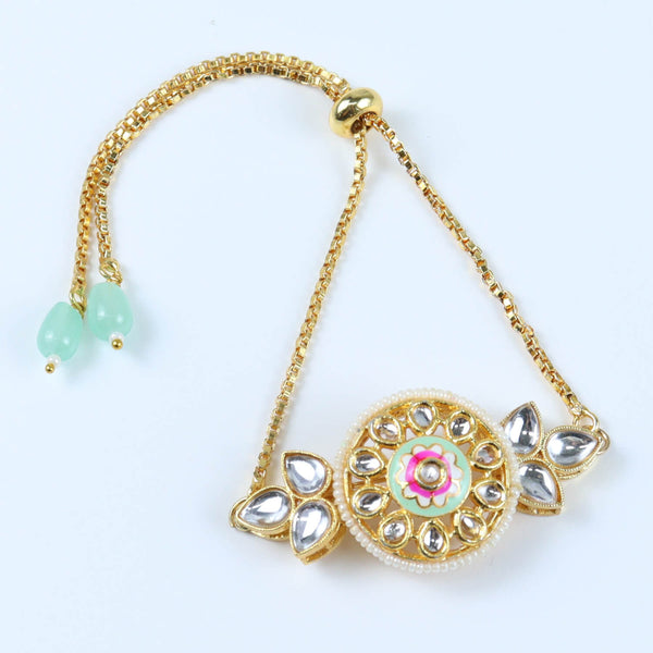 Kundan Stone Bracelet for Girls Green