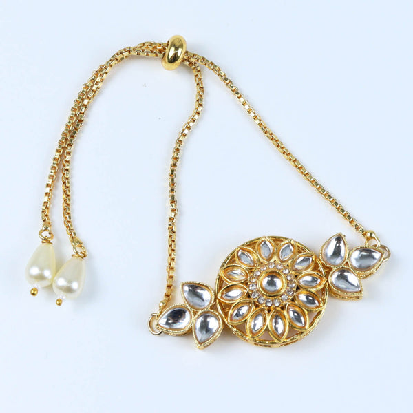 Kundan Stone Bracelet for Girls Gold