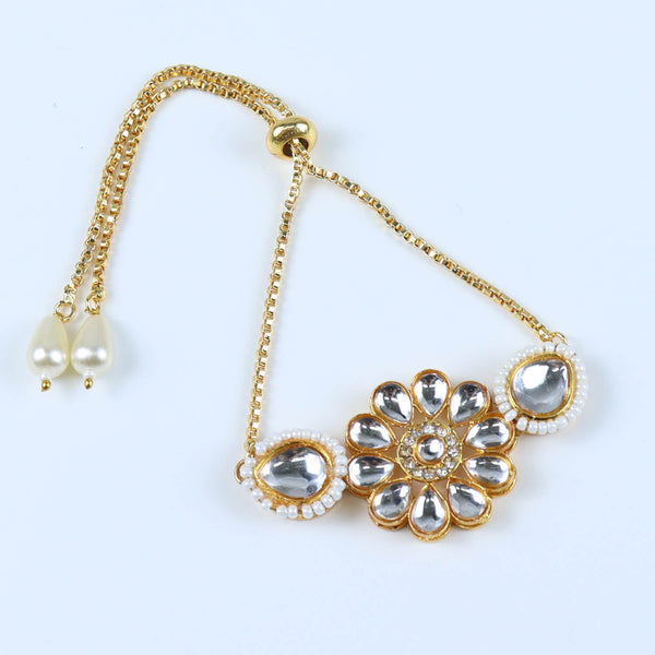 Kundan Stone Bracelet for Girls Gold