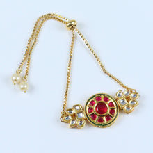 Load image into Gallery viewer, Kundan Stone Bracelet for Girls Red
