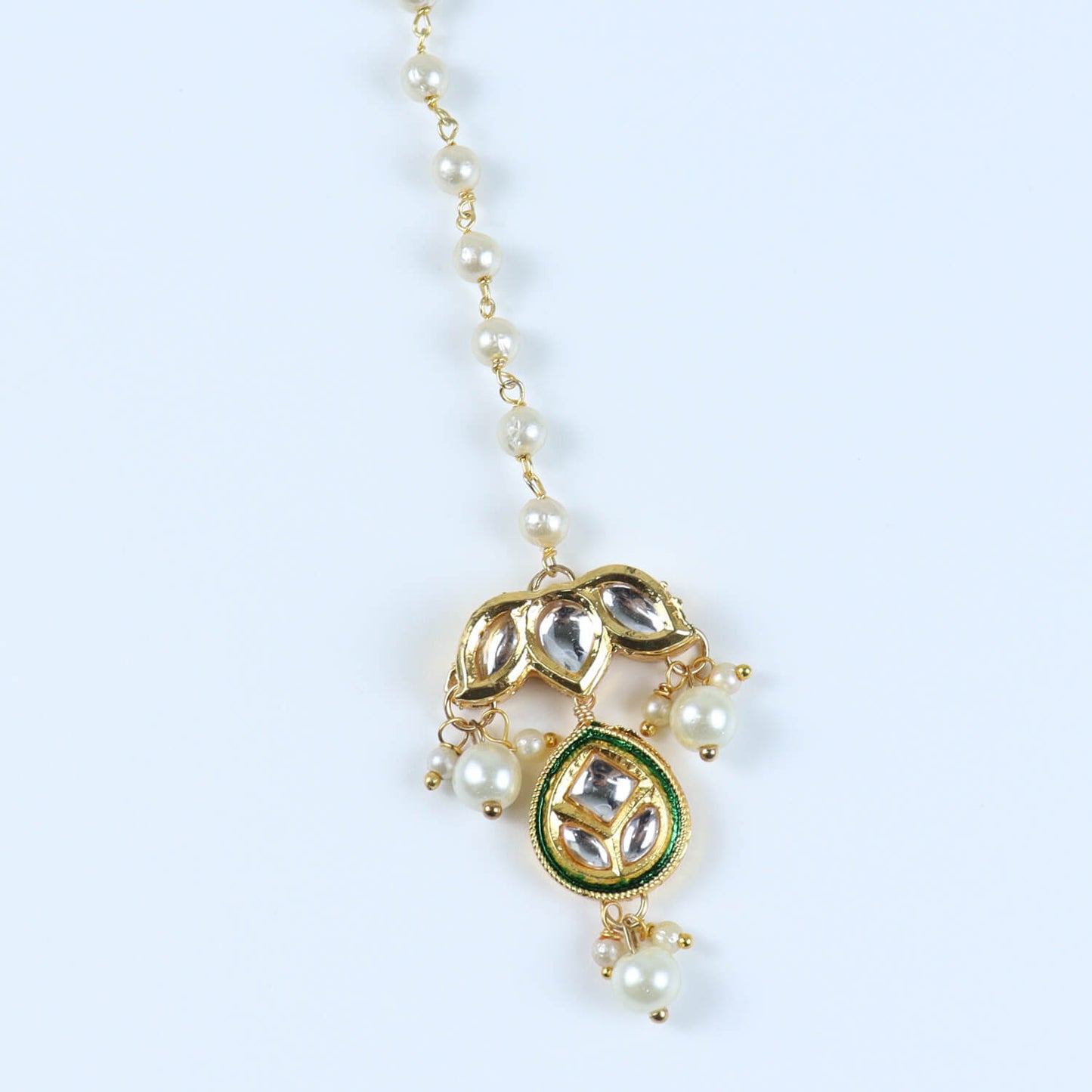 Kundan Studded Handcrafted Maang Tikka for Girls Gold