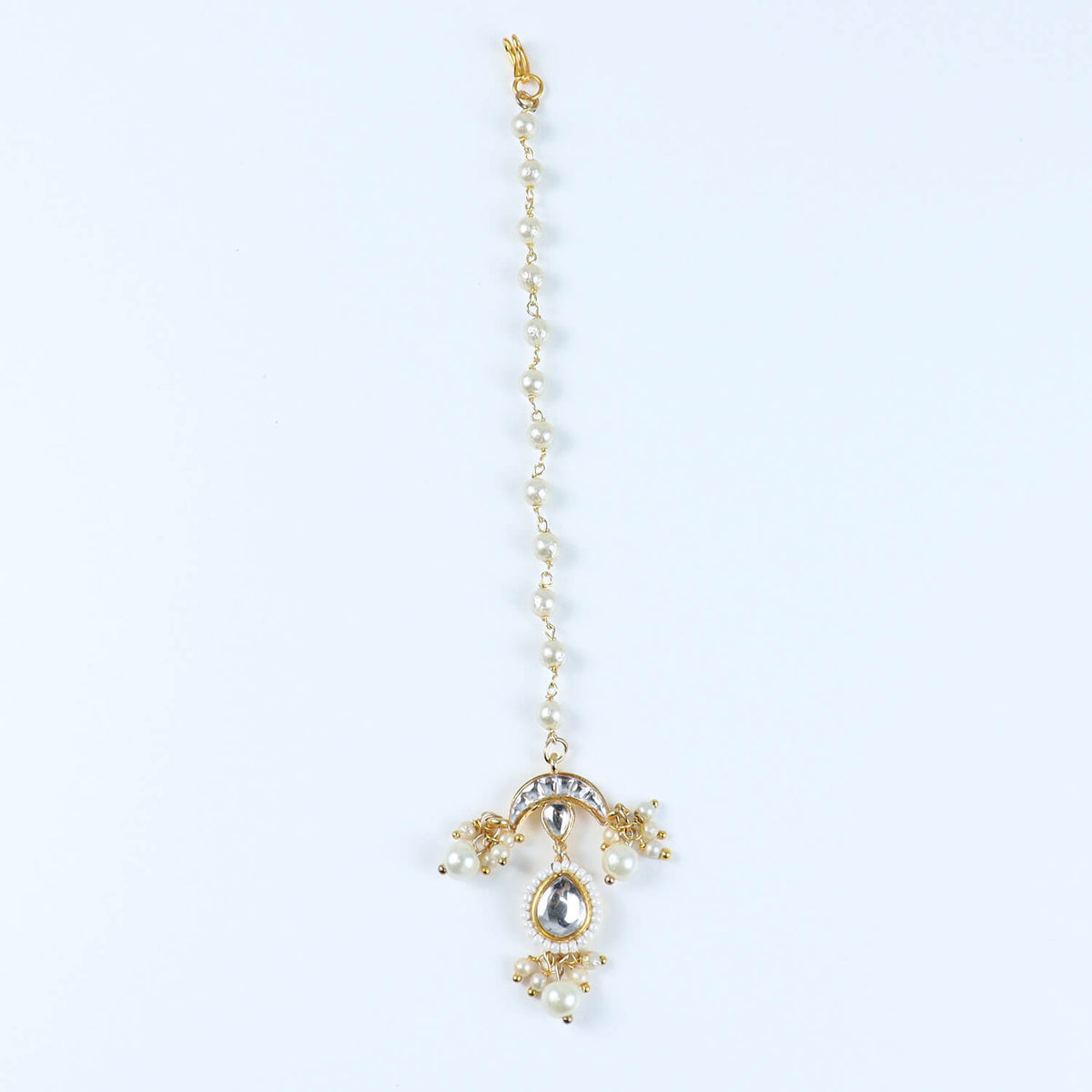 Kundan Studded Handcrafted Maang Tikka for Girls Gold
