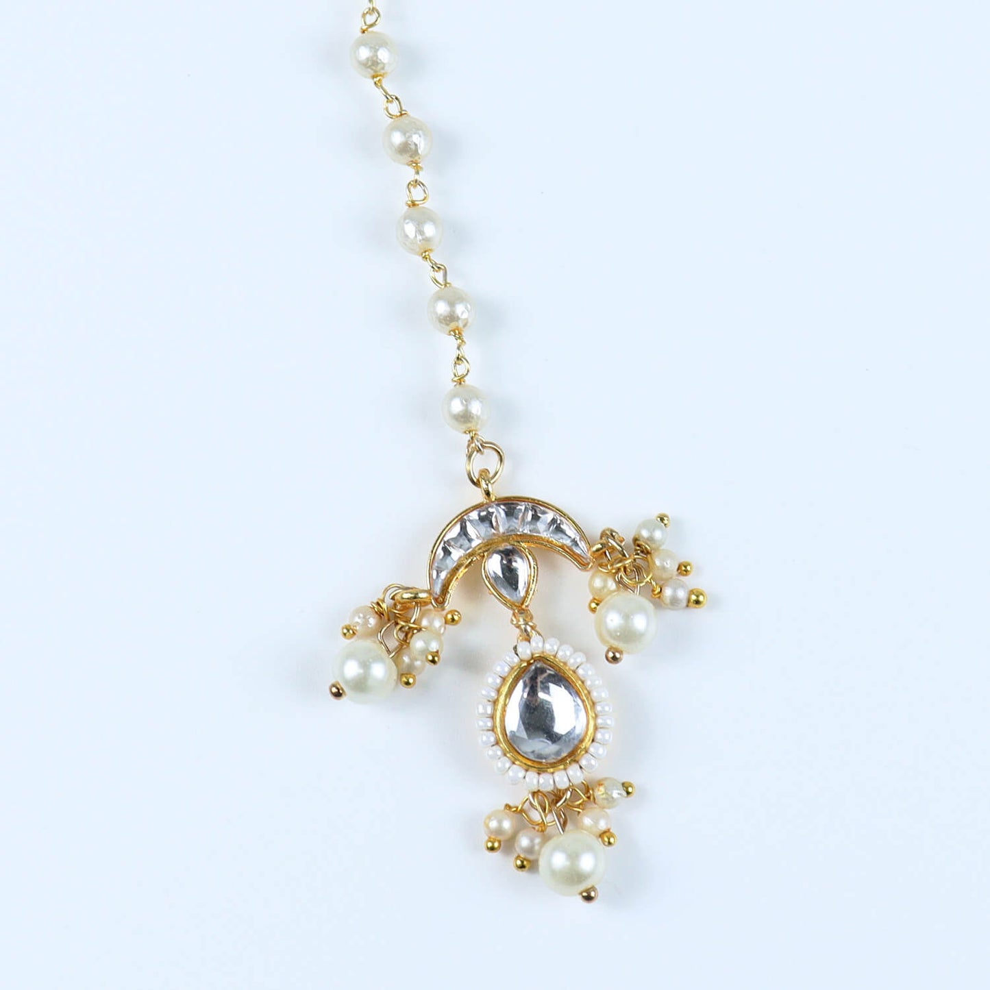 Kundan Studded Handcrafted Maang Tikka for Girls Gold