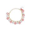 Christmas Moon Button Charms Chain Bracelet Red::Silver
