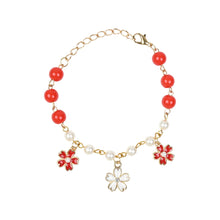 Load image into Gallery viewer, Floral Multi Charms Chain Bracelet Red::White
