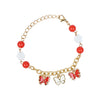 Butterfly Multi Charms Chain Bracelet Red::White