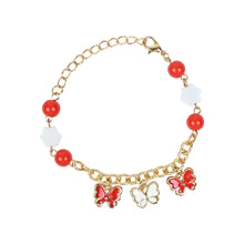 Load image into Gallery viewer, Butterfly Multi Charms Chain Bracelet Red::White
