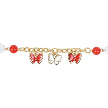Load image into Gallery viewer, Butterfly Multi Charms Chain Bracelet Red::White
