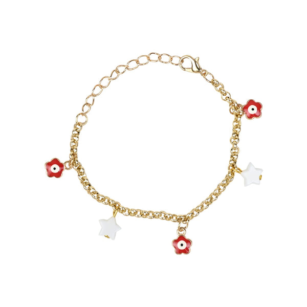Evil Eye Charms Chain Bracelet Red::White