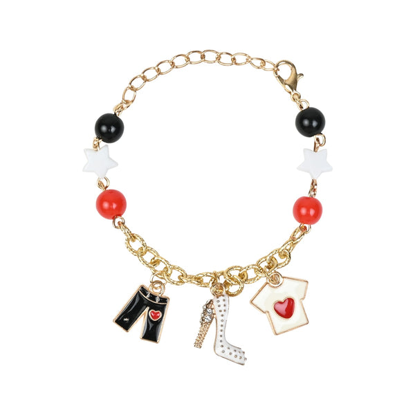 Fashion Icon Charms Chain Bracelet Red::White::Black