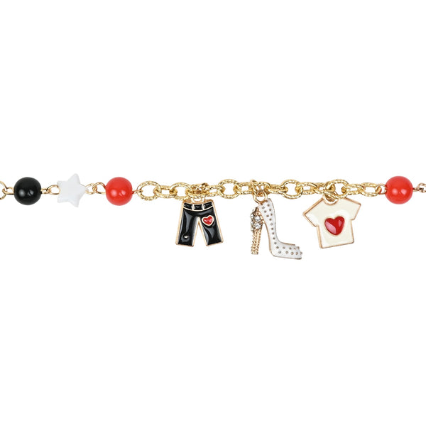 Fashion Icon Charms Chain Bracelet Red::White::Black