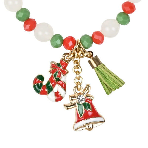 Christmas Charms Beaded Bracelet Red::Green::White