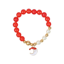 Load image into Gallery viewer, Christmas Moon Charm Beaded Bracelet Red::White
